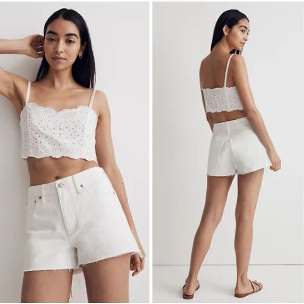 Madewell Relaxed Denim Shorts in Tile White ND717 Size 24